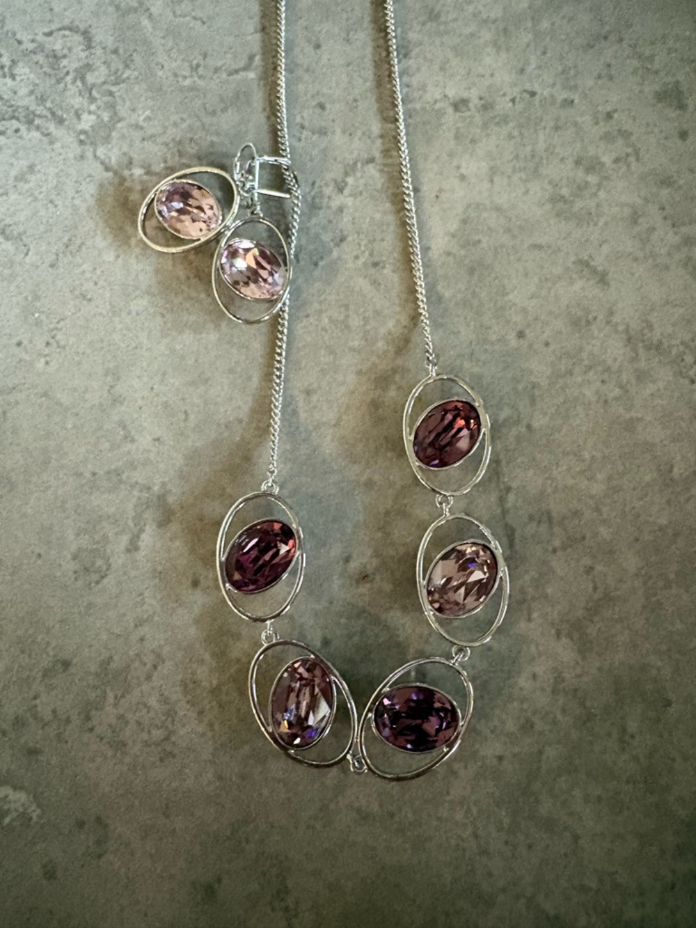 Touchstone Crystal Purple Necklace and Earring Set